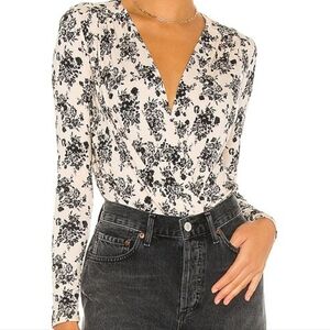 Free People Printed Turnt Floral Long Sleeve Bodysuit